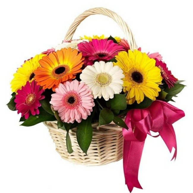Букет цветов "Корзина с герберами"
